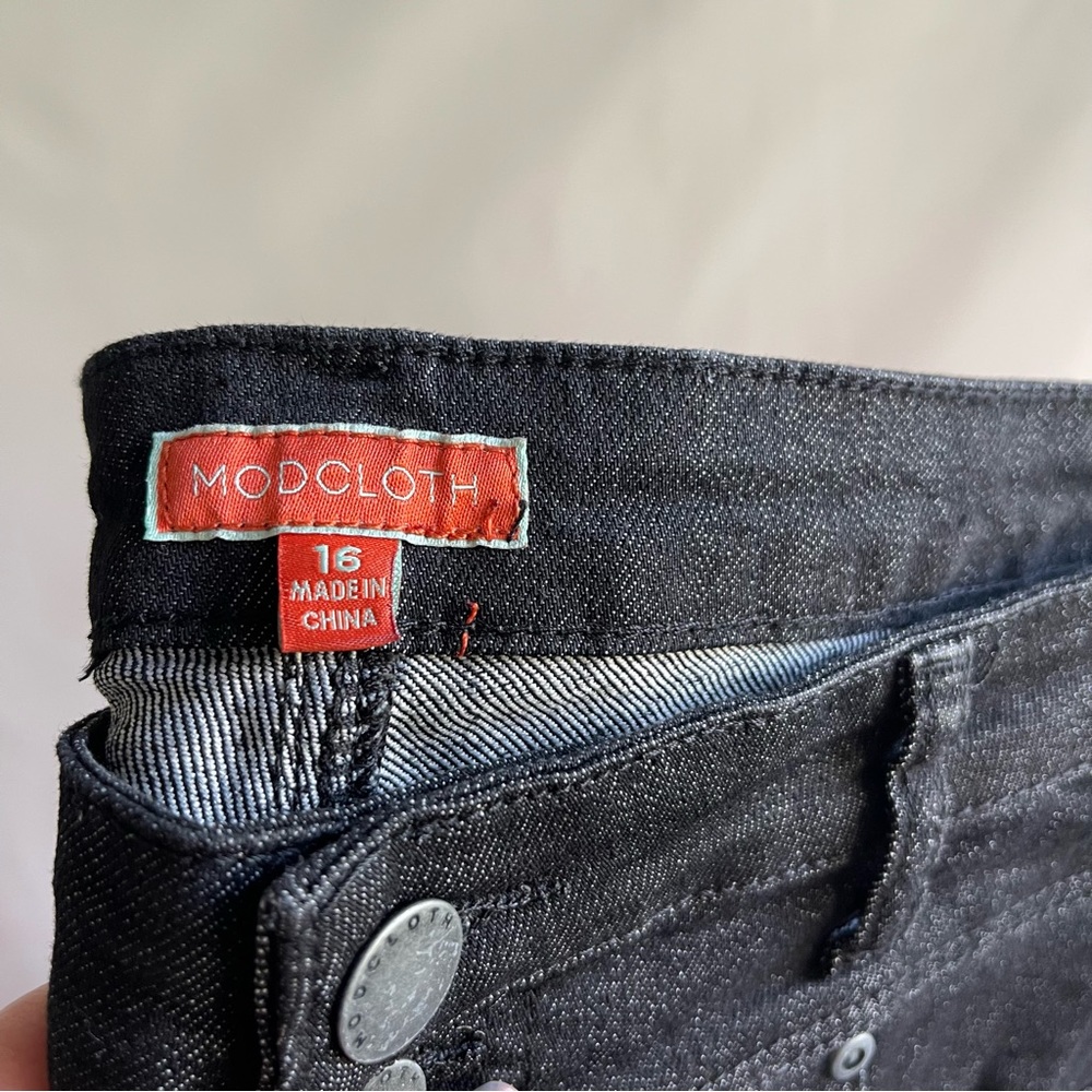 NWOT ModCloth Button Fly High Rise Black Skinny Jeans Womens Size 16 - Picture 6 of 7